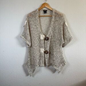 Katie Todd Lightweight Oversized Loose Crochet Open Knit Asymmetrical Cardigan